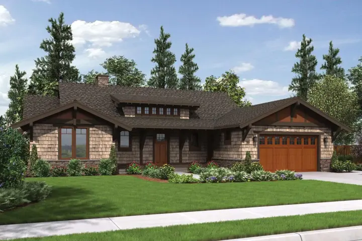 Bungalow house plans 74-710 - front exterior, 1,988 sq ft, 3 bed, 3 bath house plans | Monster House Plans