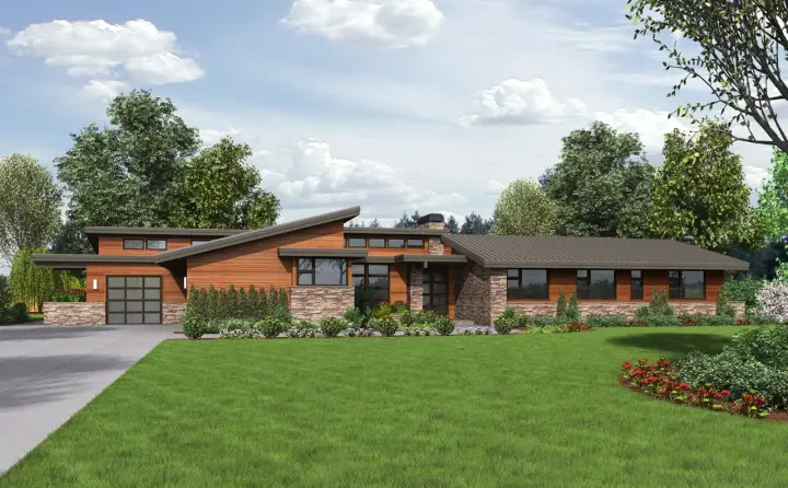Contemporary house plans 74-714 - front exterior, 3,938 sq ft, 4 bed, 3 bath house plans | Monster House Plans