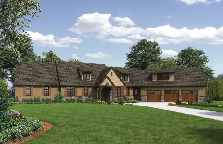 Craftsman house plans 74-716 - front exterior, 4,339 sq ft, 5 bed, 4 bath house plans | Monster House Plans