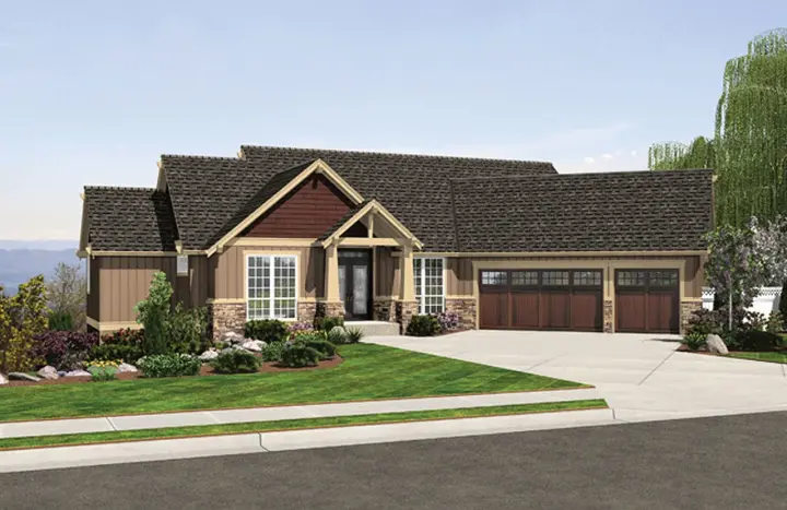 Craftsman house plans 74-728 - front exterior, 3,506 sq ft, 4 bed, 3 bath house plans | Monster House Plans