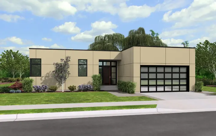 Modern house plans 74-729 - front exterior, 1,624 sq ft, 3 bed, 2 bath house plans | Monster House Plans