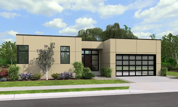 Modern house plans 74-730 - front exterior, 1,915 sq ft, 3 bed, 2 bath house plans | Monster House Plans