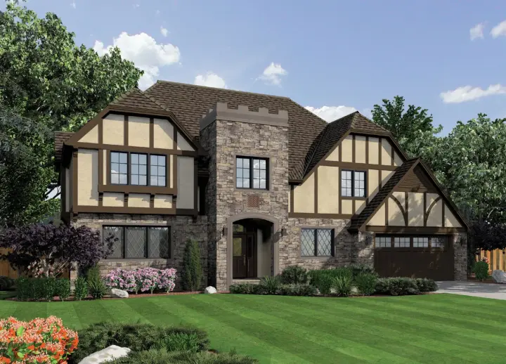 Tudor house plans 74-741 - front exterior, 3,266 sq ft, 3 bed, 3 bath house plans | Monster House Plans