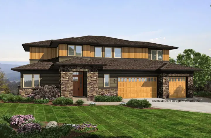 Contemporary house plans 74-743 - front exterior, 3,916 sq ft, 5 bed, 4 bath house plans | Monster House Plans