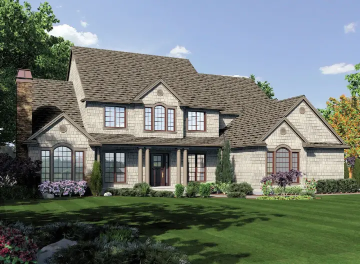 Shingle house plans 74-744 - front exterior, 4,737 sq ft, 5 bed, 4 bath house plans | Monster House Plans