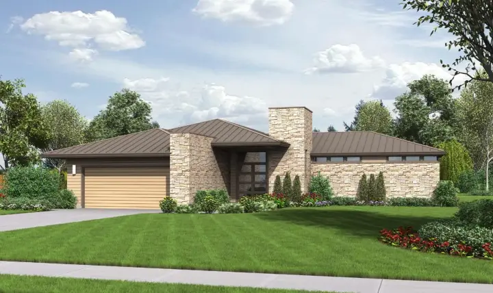Contemporary house plans 74-756 - front exterior, 2,159 sq ft, 3 bed, 2 bath house plans | Monster House Plans