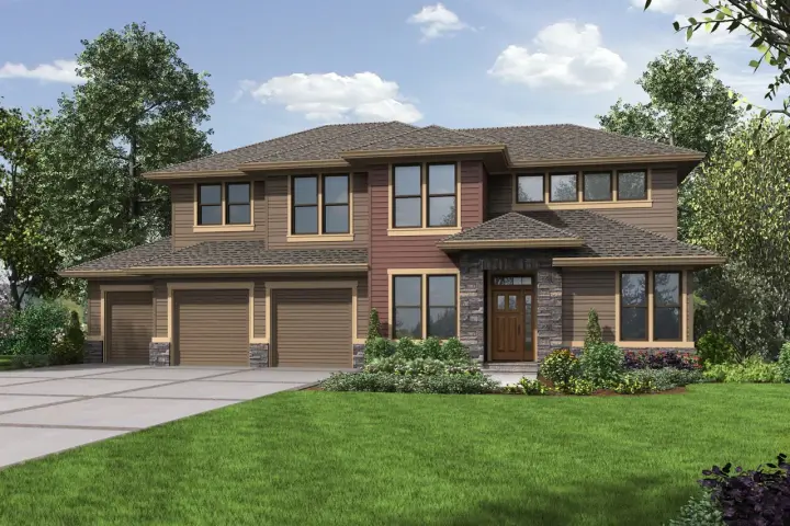 Contemporary house plans 74-778 - front exterior, 3,645 sq ft, 5 bed, 4 bath house plans | Monster House Plans