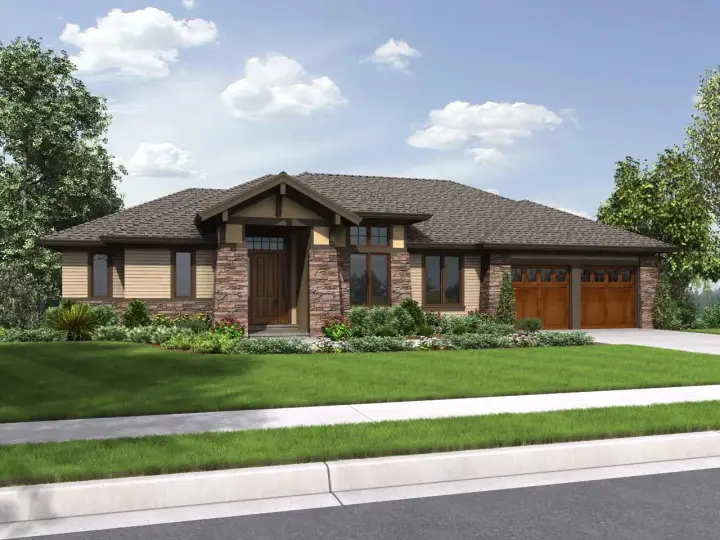 Contemporary house plans 74-779 - front exterior, 2,694 sq ft, 3 bed, 3 bath house plans | Monster House Plans