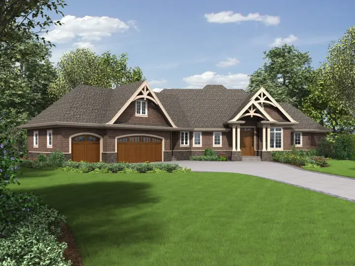 Craftsman house plans 74-782 - front exterior, 3,806 sq ft, 3 bed, 2 bath house plans | Monster House Plans