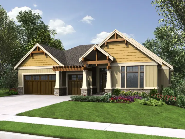 Craftsman house plans 74-787 - front exterior, 3,626 sq ft, 4 bed, 3 bath house plans | Monster House Plans
