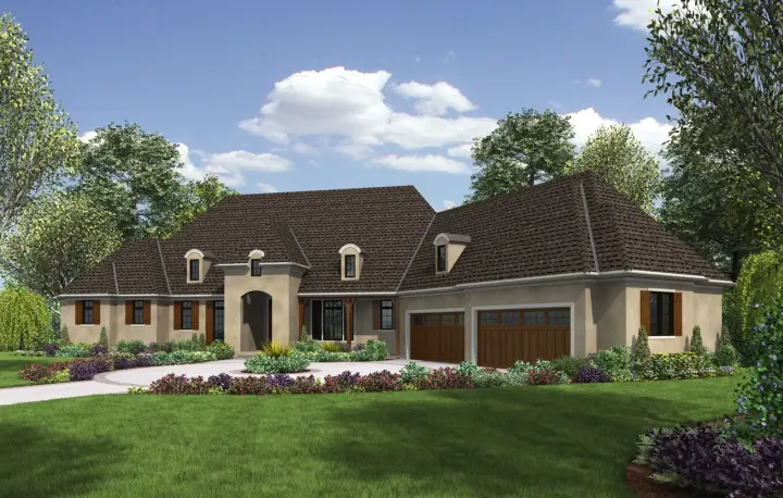 European house plans 74-790 - front exterior, 5,575 sq ft, 4 bed, 3 bath house plans | Monster House Plans