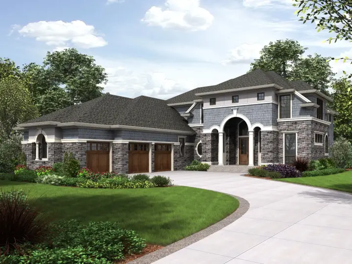 Coastal house plans 74-792 - front exterior, 4,455 sq ft, 4 bed, 4 bath house plans | Monster House Plans