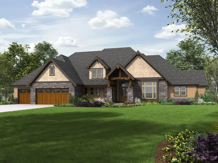 Craftsman house plans 74-793 - front exterior, 4,319 sq ft, 4 bed, 3 bath house plans | Monster House Plans