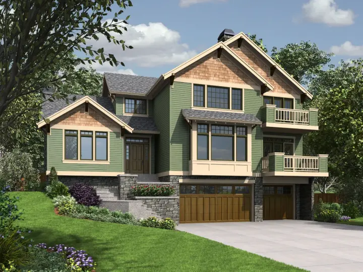 Craftsman house plans 74-798 - front exterior, 3,439 sq ft, 4 bed, 3 bath house plans | Monster House Plans