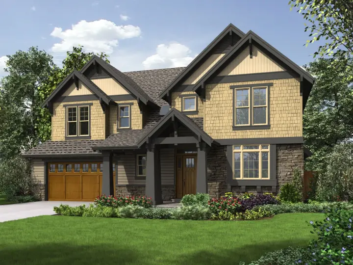 Craftsman house plans 74-799 - front exterior, 3,202 sq ft, 3 bed, 2 bath house plans | Monster House Plans