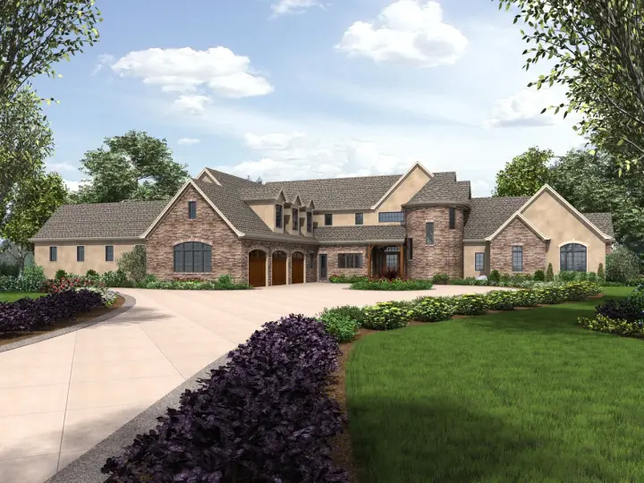 European house plans 74-805 - front exterior, 7,149 sq ft, 4 bed, 4 bath house plans | Monster House Plans