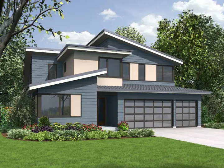 Contemporary house plans 74-809 - front exterior, 2,873 sq ft, 4 bed, 3 bath house plans | Monster House Plans