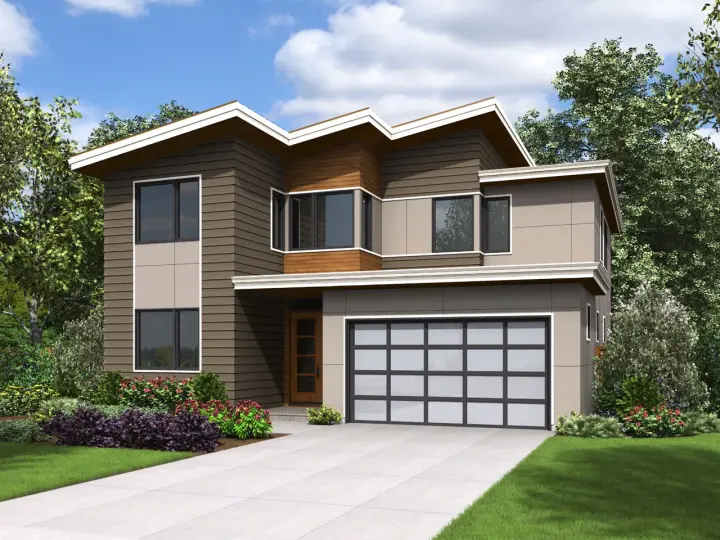 Contemporary house plans 74-810 - front exterior, 2,839 sq ft, 4 bed, 2 bath house plans | Monster House Plans