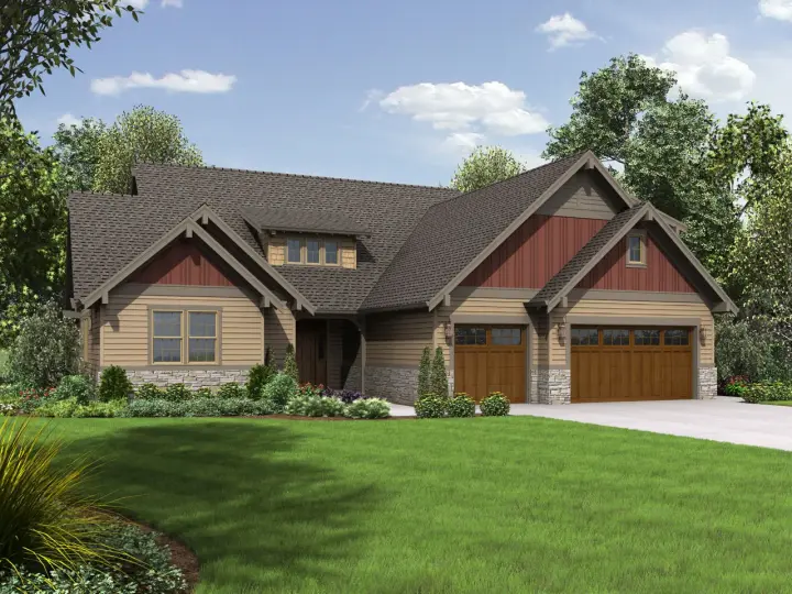 Craftsman house plans 74-811 - front exterior, 2,481 sq ft, 3 bed, 3 bath house plans | Monster House Plans