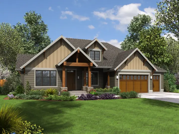Craftsman house plans 74-813 - front exterior, 4,126 sq ft, 4 bed, 3 bath house plans | Monster House Plans