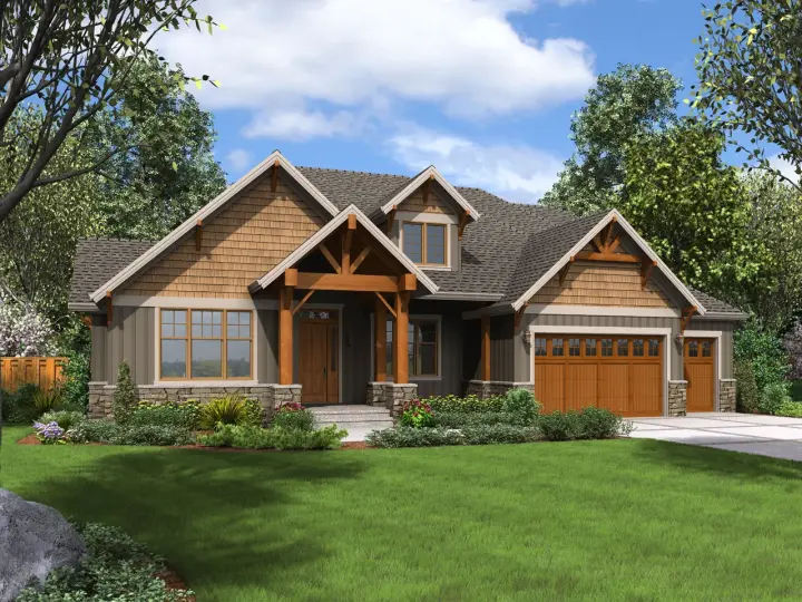 Craftsman house plans 74-818 - front exterior, 3,340 sq ft, 4 bed, 4 bath house plans | Monster House Plans