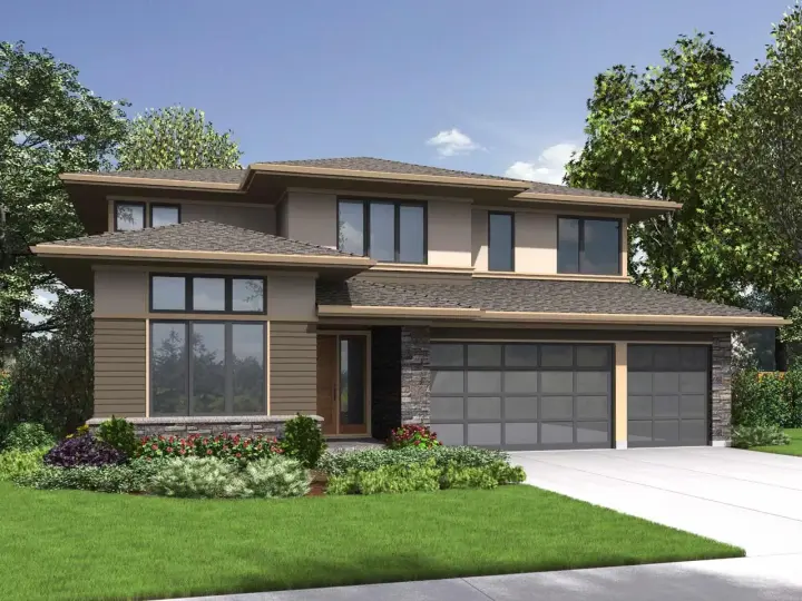 Contemporary house plans 74-823 - front exterior, 2,939 sq ft, 4 bed, 3 bath house plans | Monster House Plans