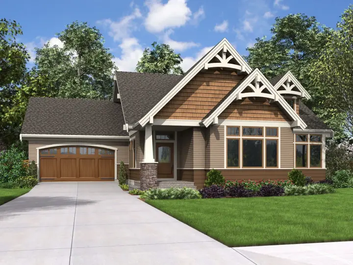 Craftsman house plans 74-826 - front exterior, 2,682 sq ft, 4 bed, 2 bath house plans | Monster House Plans