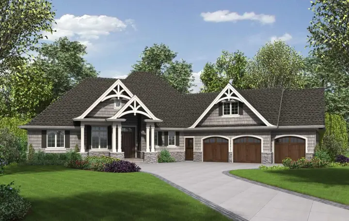 Craftsman house plans 74-834 - front exterior, 2,301 sq ft, 3 bed, 3 bath house plans | Monster House Plans