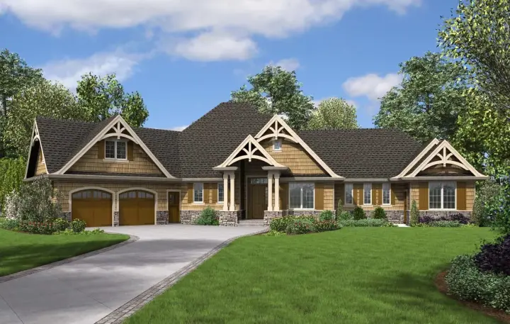 Craftsman house plans 74-835 - front exterior, 2,801 sq ft, 4 bed, 3 bath house plans | Monster House Plans