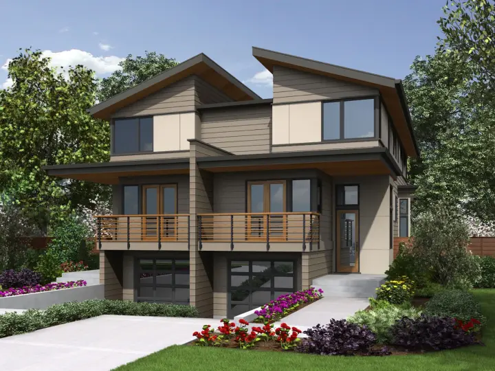 Contemporary house plans 74-839 - front exterior, 4,002 sq ft, 4 bed, 4 bath house plans | Monster House Plans