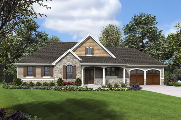 Craftsman house plans 74-843 - front exterior, 2,400 sq ft, 3 bed, 2 bath house plans | Monster House Plans