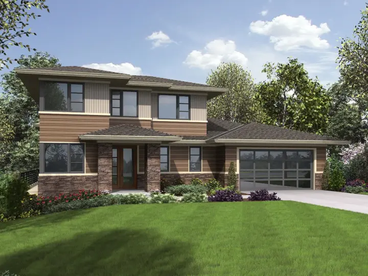 Contemporary house plans 74-849 - front exterior, 3,261 sq ft, 5 bed, 3 bath house plans | Monster House Plans