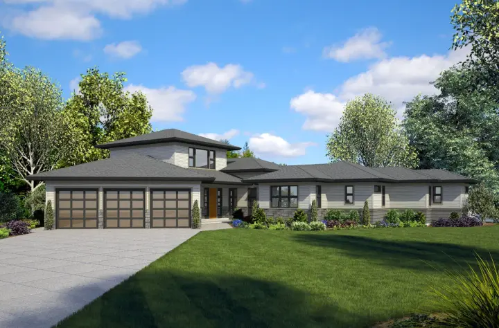 Contemporary house plans 74-866 - front exterior, 3,198 sq ft, 3 bed, 3 bath house plans | Monster House Plans