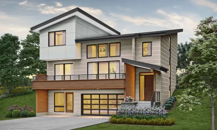 Contemporary house plans 74-869 - front exterior, 2,874 sq ft, 4 bed, 3 bath house plans | Monster House Plans