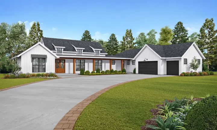 Modern Farmhouse house plans 74-870 - front exterior, 2,495 sq ft, 3 bed, 2 bath house plans | Monster House Plans