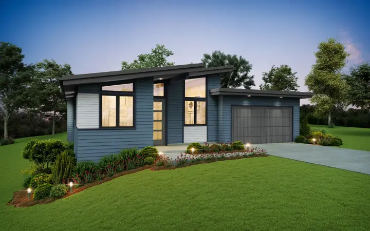 Contemporary house plans 74-886 - front exterior, 1,744 sq ft, 3 bed, 2 bath house plans | Monster House Plans