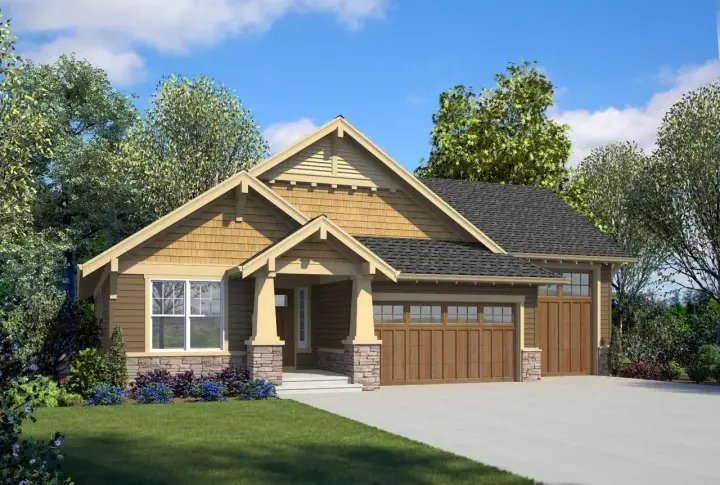 Craftsman house plans 74-891 - front exterior, 1,834 sq ft, 3 bed, 2 bath house plans | Monster House Plans