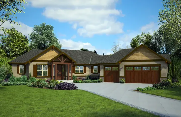 Craftsman house plans 74-899 - front exterior, 1,953 sq ft, 3 bed, 2 bath house plans | Monster House Plans