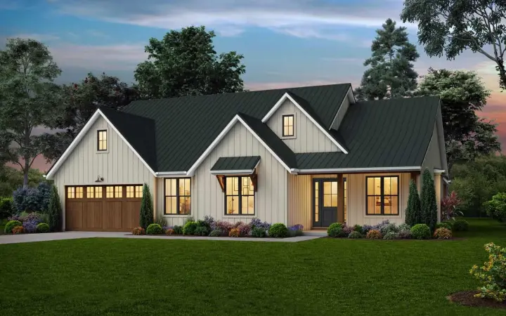 Modern Farmhouse house plans 74-902 - front exterior, 2,213 sq ft, 4 bed, 3 bath house plans | Monster House Plans
