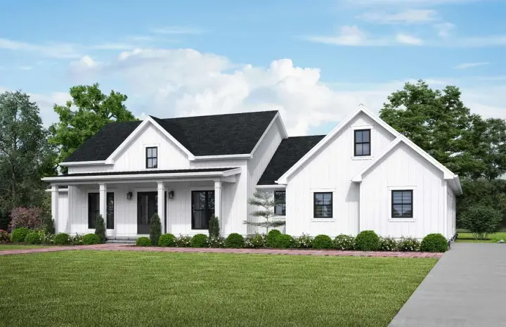 Modern Farmhouse house plans 74-908 - front exterior, 2,508 sq ft, 3 bed, 2 bath house plans | Monster House Plans