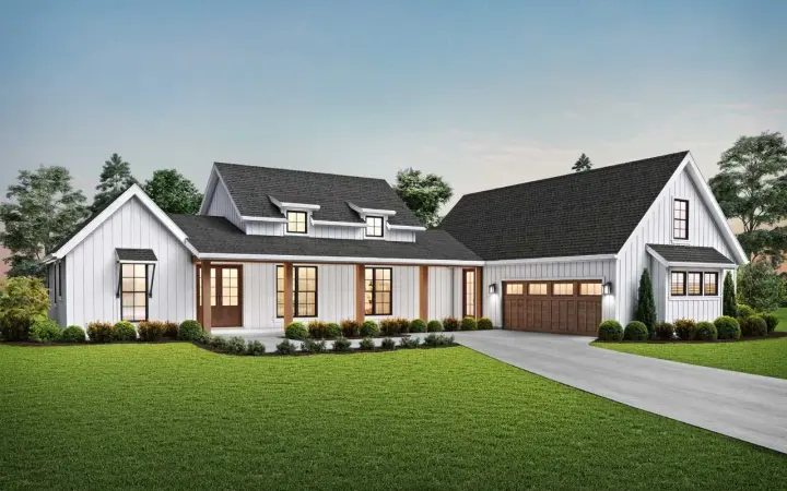 Modern Farmhouse house plans 74-914 - front exterior, 2,060 sq ft, 3 bed, 2 bath house plans | Monster House Plans