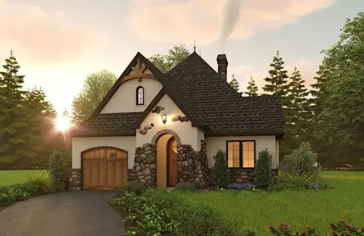 Cottage house plans 74-916 - front exterior, 1,285 sq ft, 2 bed, 2 bath house plans | Monster House Plans