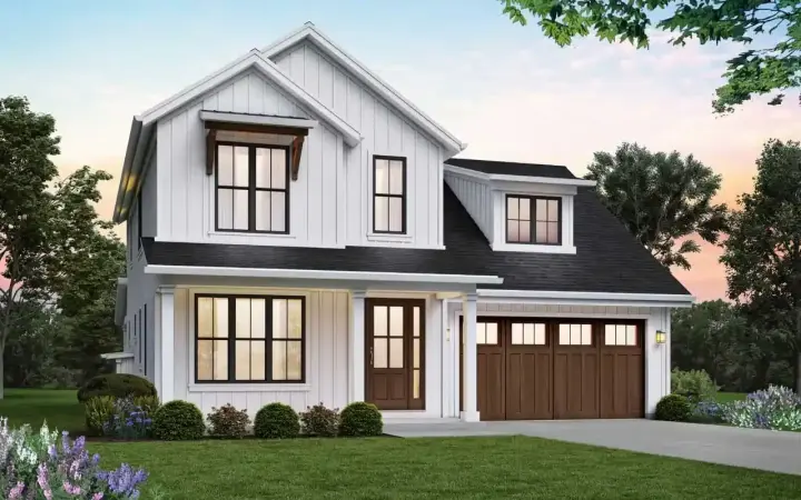 Modern Farmhouse house plans 74-919 - front exterior, 2,055 sq ft, 4 bed, 3 bath house plans | Monster House Plans