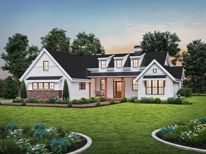 Modern Farmhouse house plans 74-921 - front exterior, 2,062 sq ft, 3 bed, 2 bath house plans | Monster House Plans