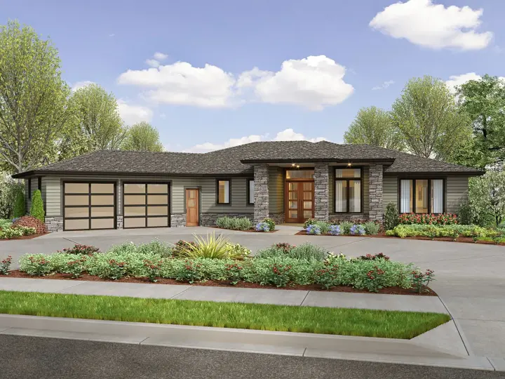 Contemporary house plans 74-927 - front exterior, 2,175 sq ft, 3 bed, 2 bath house plans | Monster House Plans
