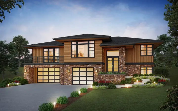 Contemporary house plans 74-928 - front exterior, 2,098 sq ft, 4 bed, 3 bath house plans | Monster House Plans