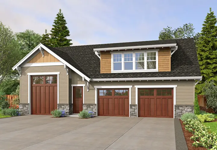 Craftsman house plans 74-930 - front exterior, 987 sq ft, 2 bed, 1 bath house plans | Monster House Plans
