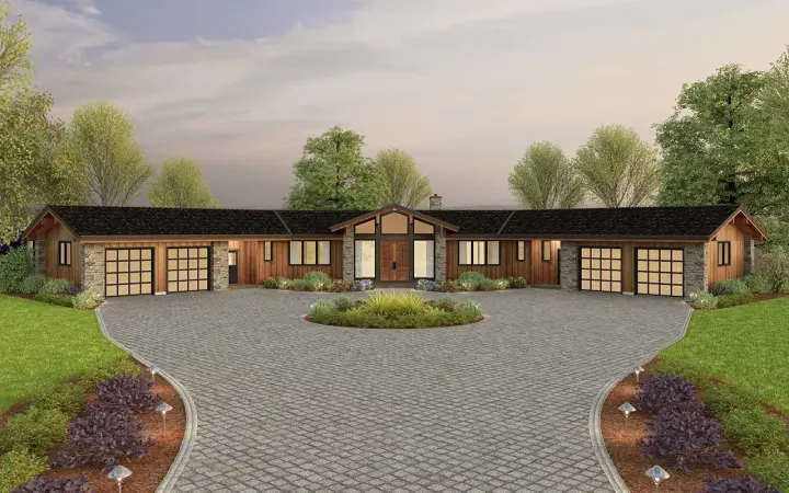 Ranch house plans 74-936 - front exterior, 3,311 sq ft, 3 bed, 3 bath house plans | Monster House Plans