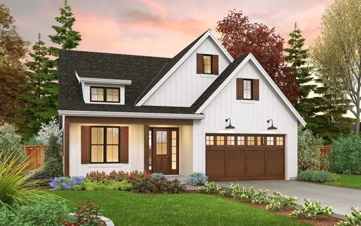 Modern Farmhouse house plans 74-940 - front exterior, 2,009 sq ft, 4 bed, 2 bath house plans | Monster House Plans