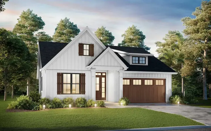 Modern Farmhouse house plans 74-943 - front exterior, 1,373 sq ft, 3 bed, 2 bath house plans | Monster House Plans